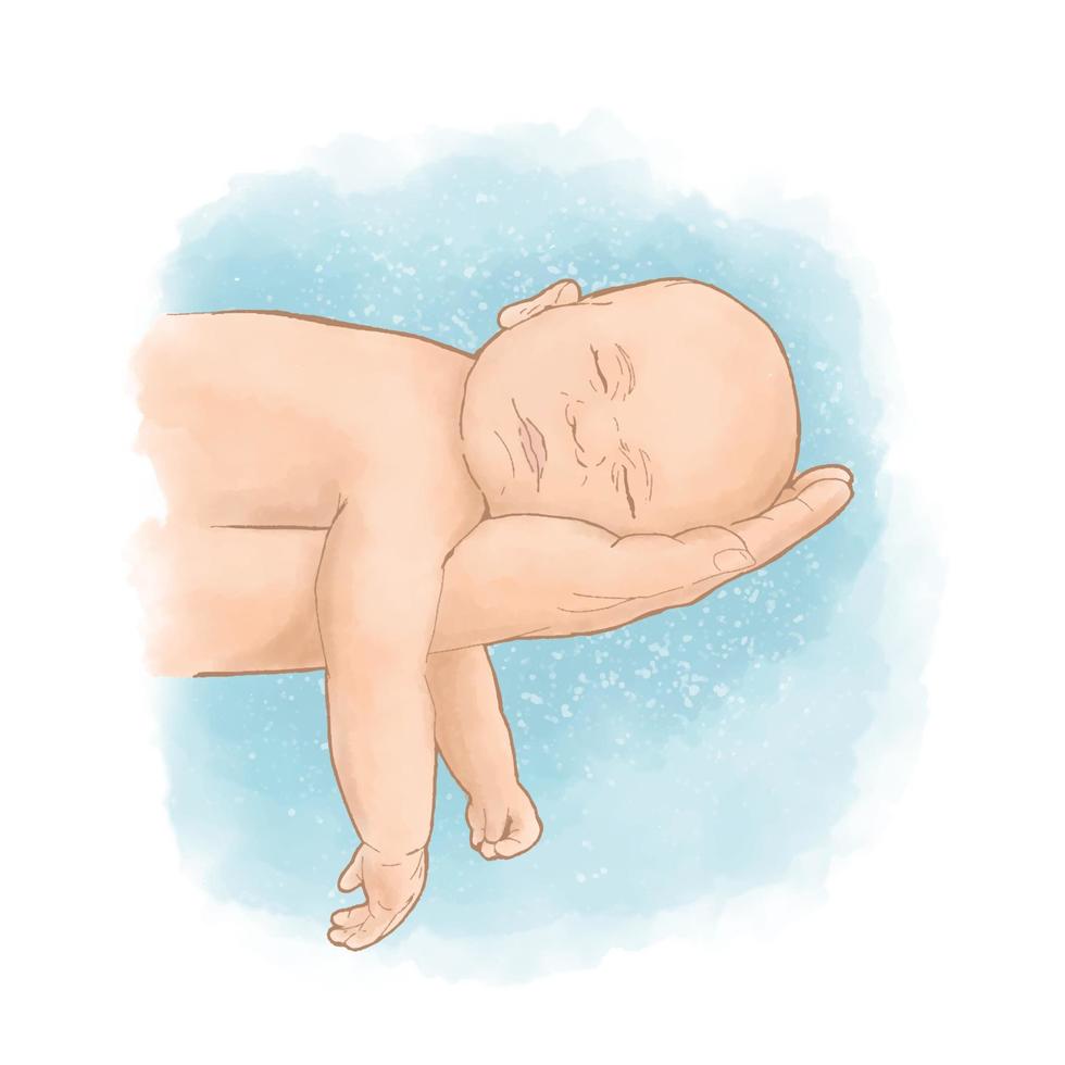 un bebé recién nacido durmiendo en brazos de sus padres vector