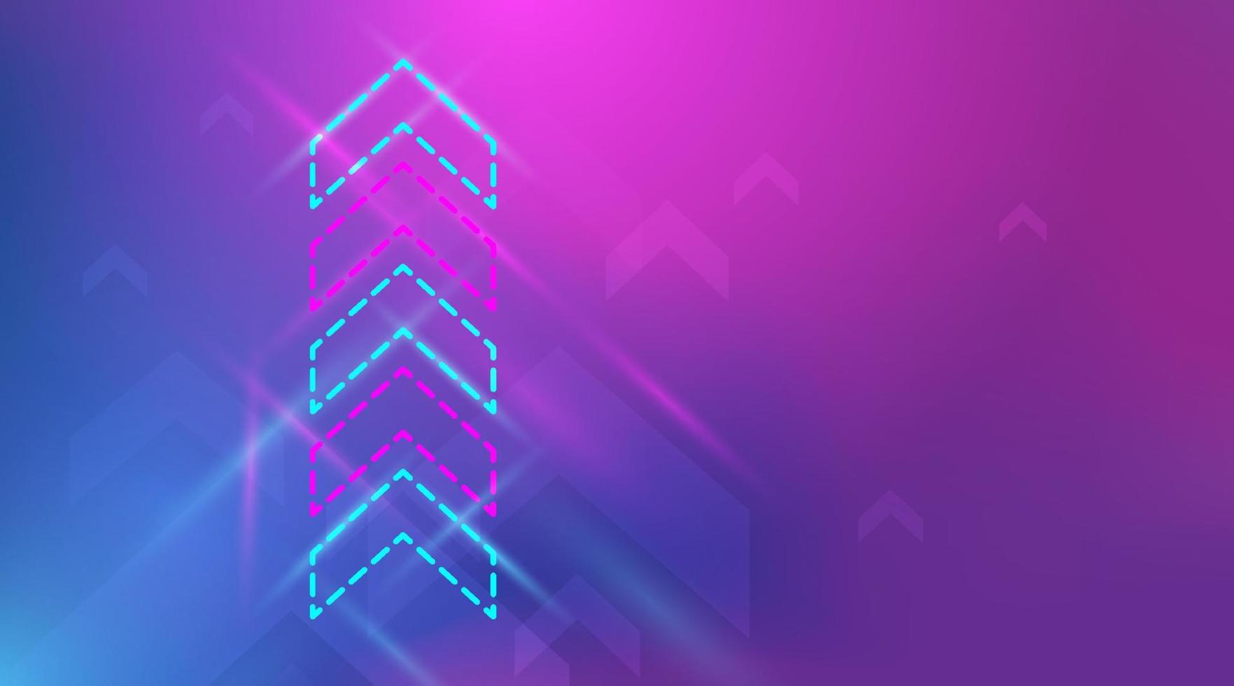 Abstract arrows sign with neon light background vector