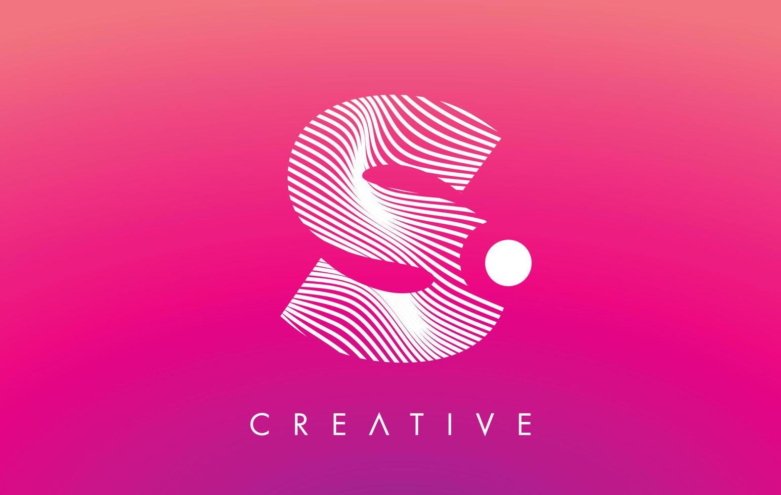 S Letter Logo with White Warp Lines Effect on Purple Background Vector