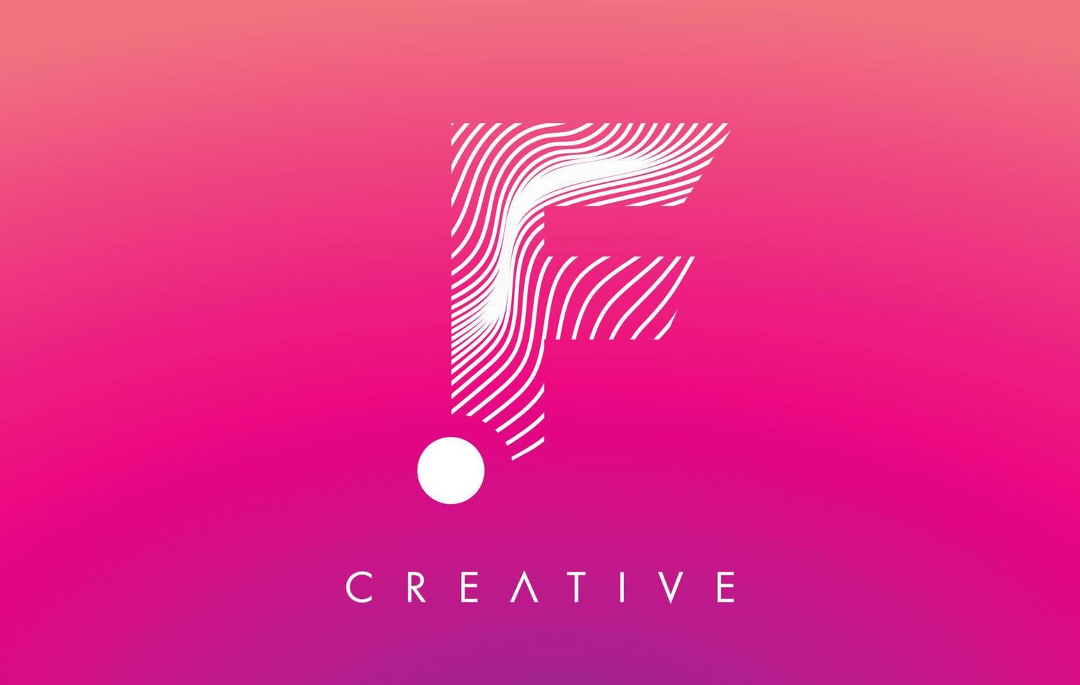 F Letter Logo with White Warp Lines Effect on Purple Background Vector