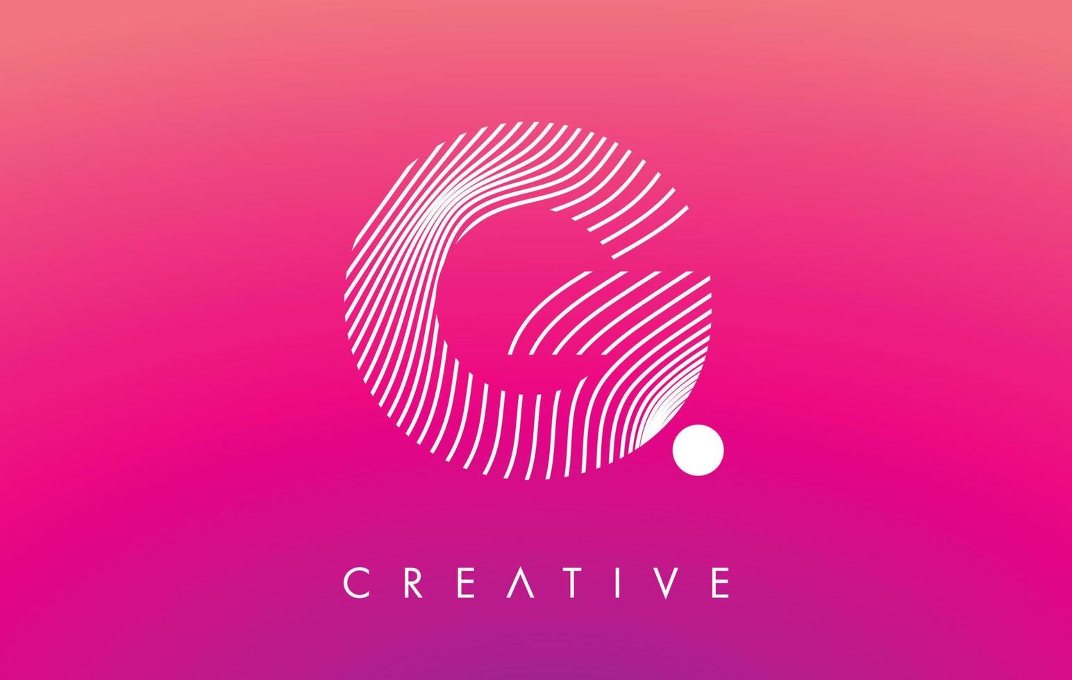 G Letter Logo with White Warp Lines Effect on Purple Background Vector