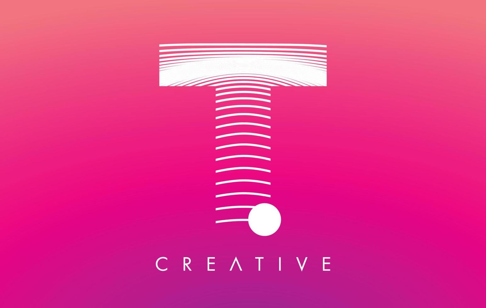 T Letter Logo with White Warp Lines Effect on Purple Background Vector