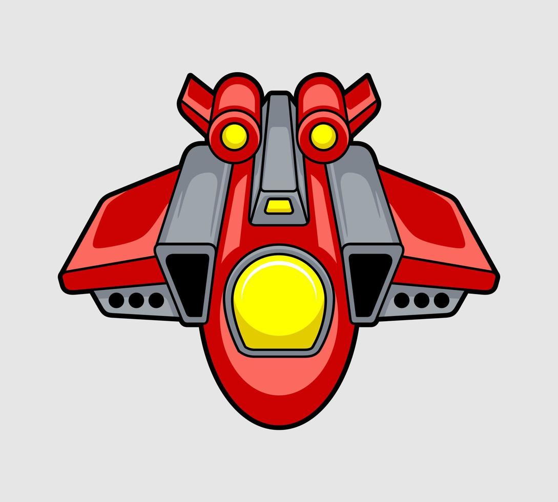 Red Space Ship Cartoon Vector Icon Illustration. Science Technology Icon Concept Isolated Premium Vector Flat Style