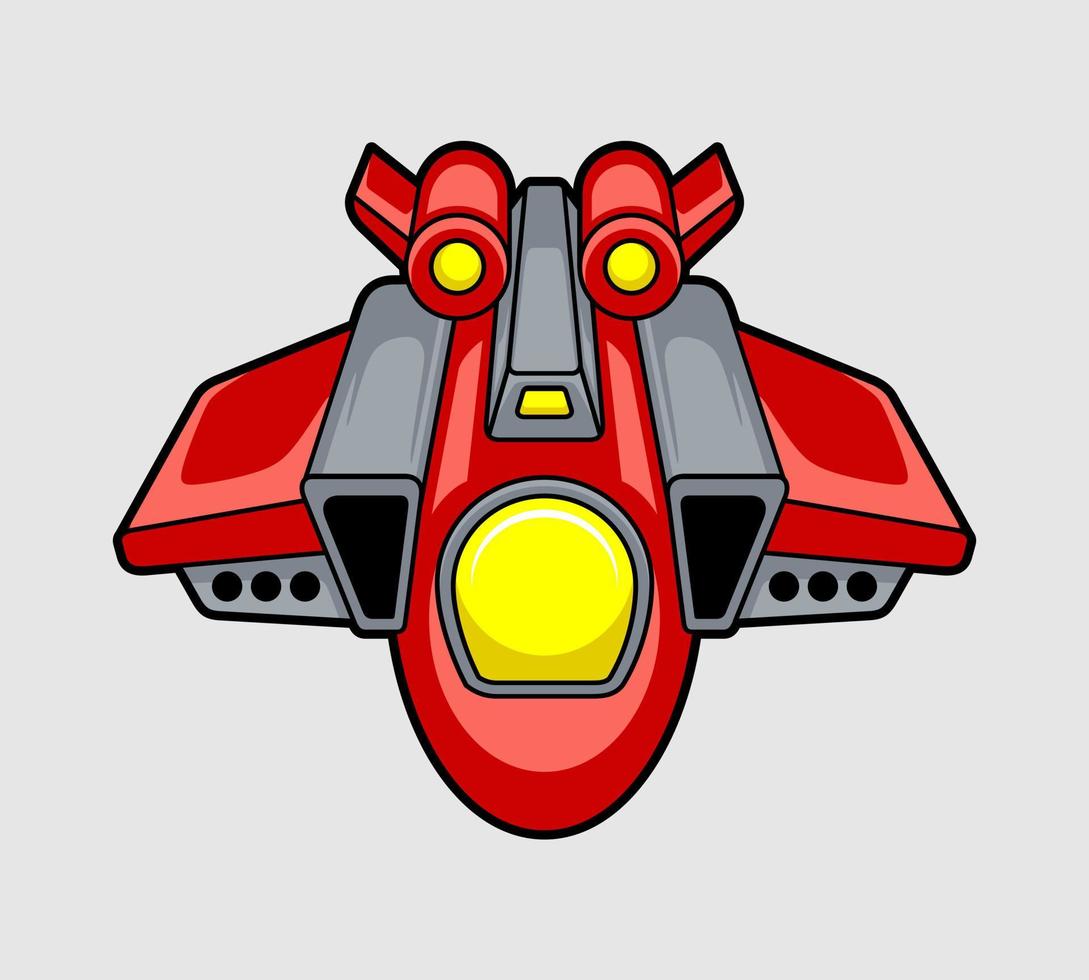 Red Space Ship Cartoon Vector Icon Illustration. Science Technology Icon Concept Isolated Premium Vector Flat Style