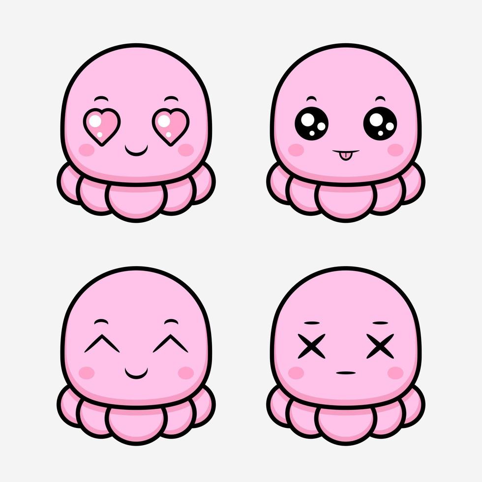 lindo icono de emoticono de monstruo kawai. estilo plano de avatar premium. vector