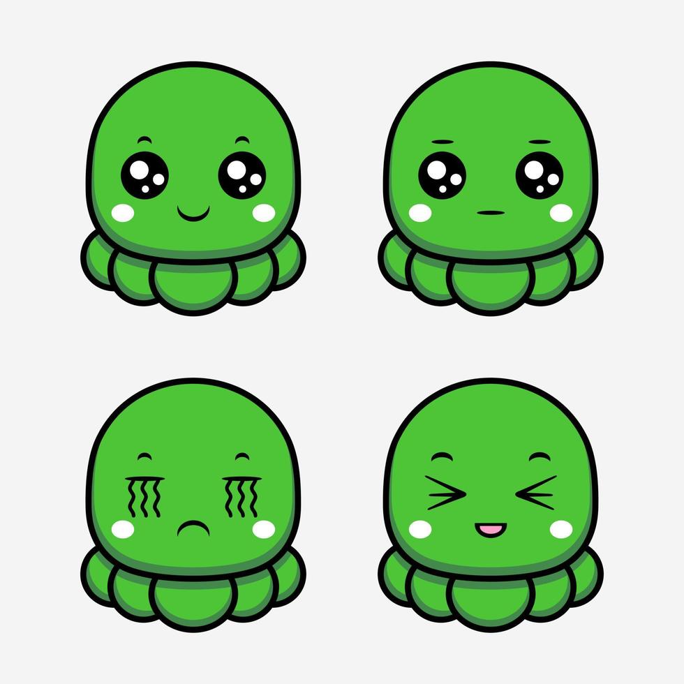 Cute Kawai Monster Emoticon icon. Premium Avatar Flat Style. vector