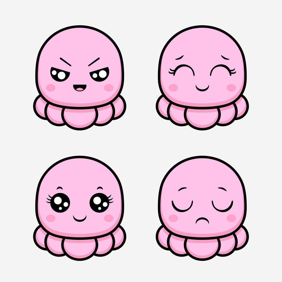 Cute Kawai Monster Emoticon icon. Premium Avatar Flat Style. vector