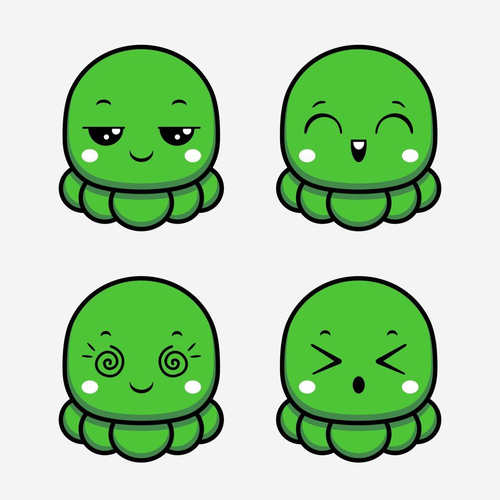 lindo icono de emoticono de monstruo kawai. estilo plano de avatar premium. vector