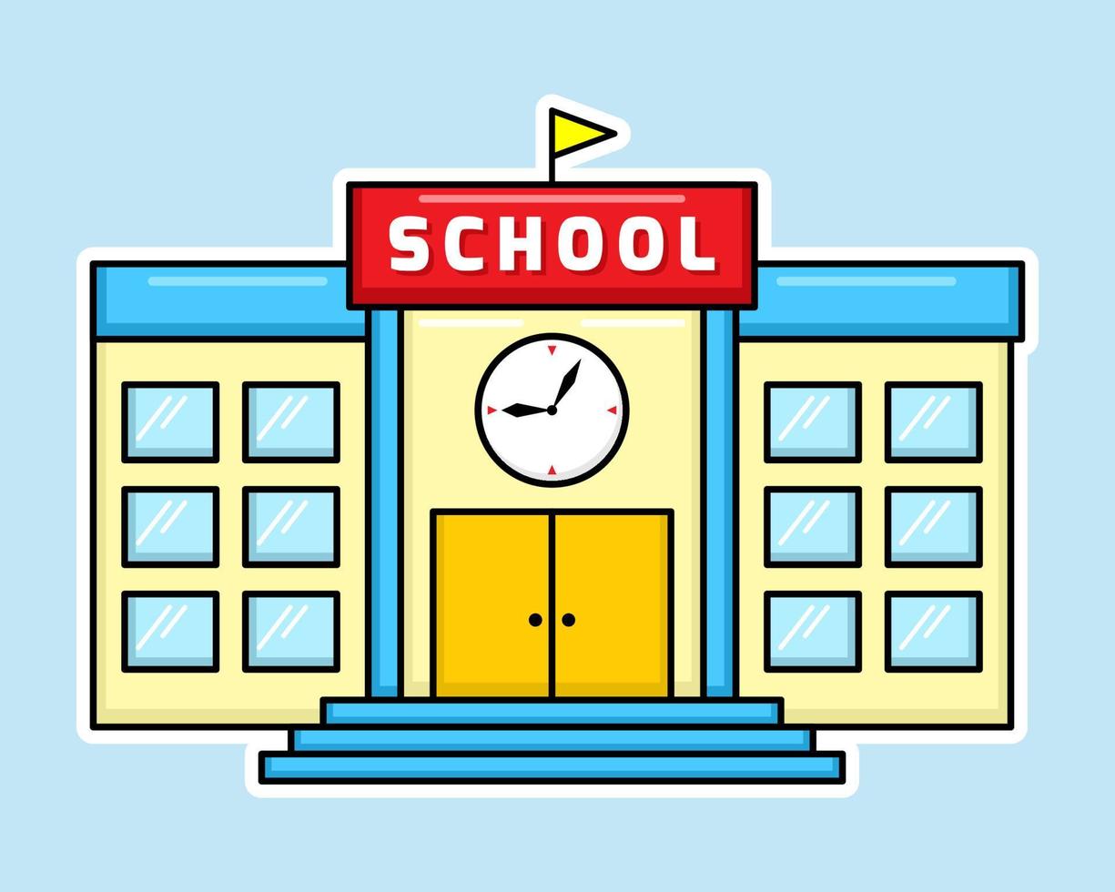 Vector of colorful School Building with cartoon style. Back to school.