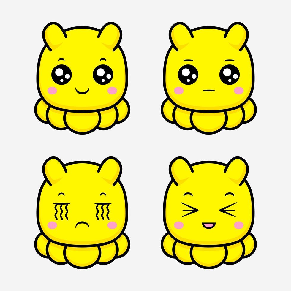 Emoticon lindo monstruo amarillo vector