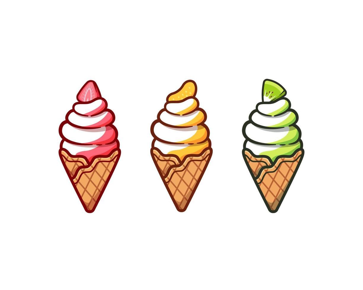 Fruits ice cream illustration.  Suitable for decoration, sticker, icon and others vector