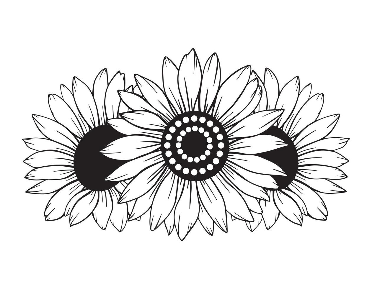 arte de línea de girasol, dibujo de línea de girasol, dibujo de línea floral, contorno de girasol vector