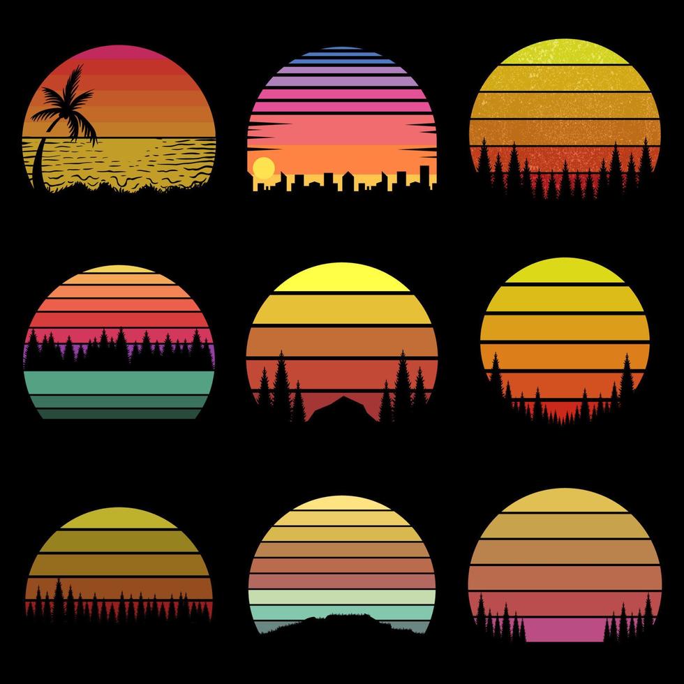 Vintage retro background set collection vector