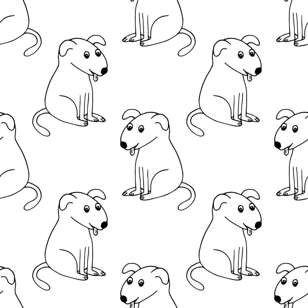 dogs seamless pattern. hand drawn doodle icon. , scandinavian, nordic, minimalism, monochrome. pets animals textile wrapping paper background vector