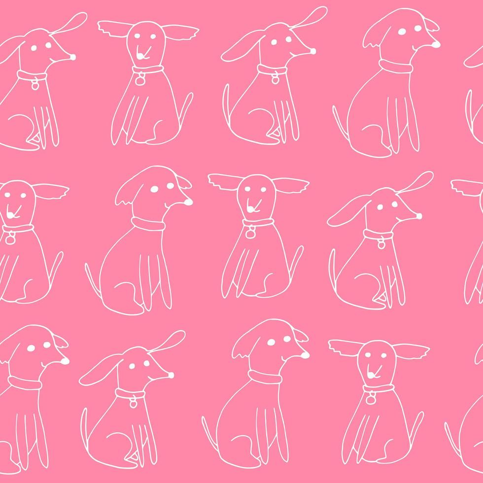 dogs seamless pattern. hand drawn doodle icon. , scandinavian, nordic, minimalism, monochrome. pets animals textile wrapping paper background vector