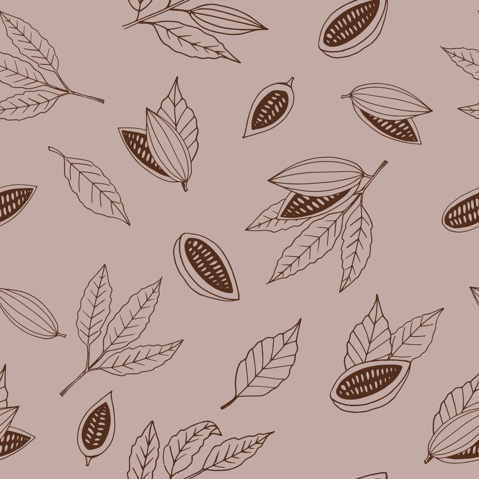 cocoa seamless pattern hand drawn doodle, vector. line art, nordic, scandinavian, minimalism, monochrome. wallpaper, textiles print wrapping paper background vector