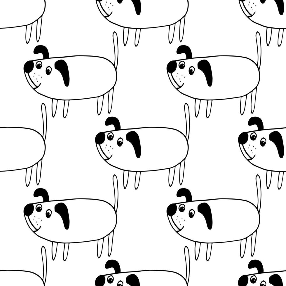 dogs seamless pattern. hand drawn doodle icon. , scandinavian, nordic, minimalism, monochrome. pets animals textile wrapping paper background vector