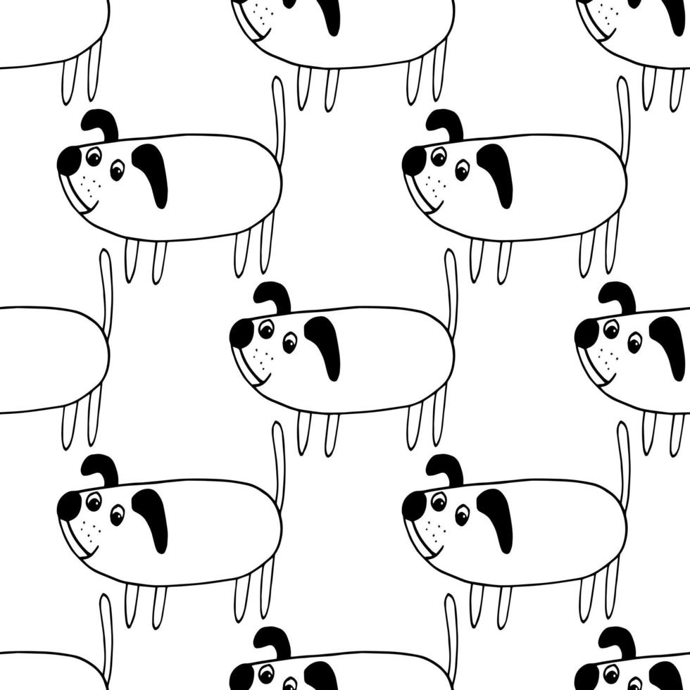 perros de patrones sin fisuras. icono de garabato dibujado a mano. , escandinavo, nórdico, minimalismo, monocromo. mascotas animales textil envoltura papel fondo vector