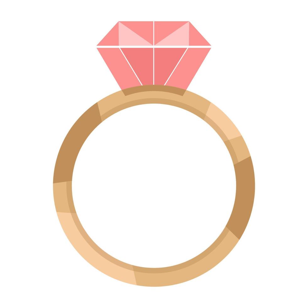 ring with diamond on white background. Icon of wedding ring. marriage proposal vector