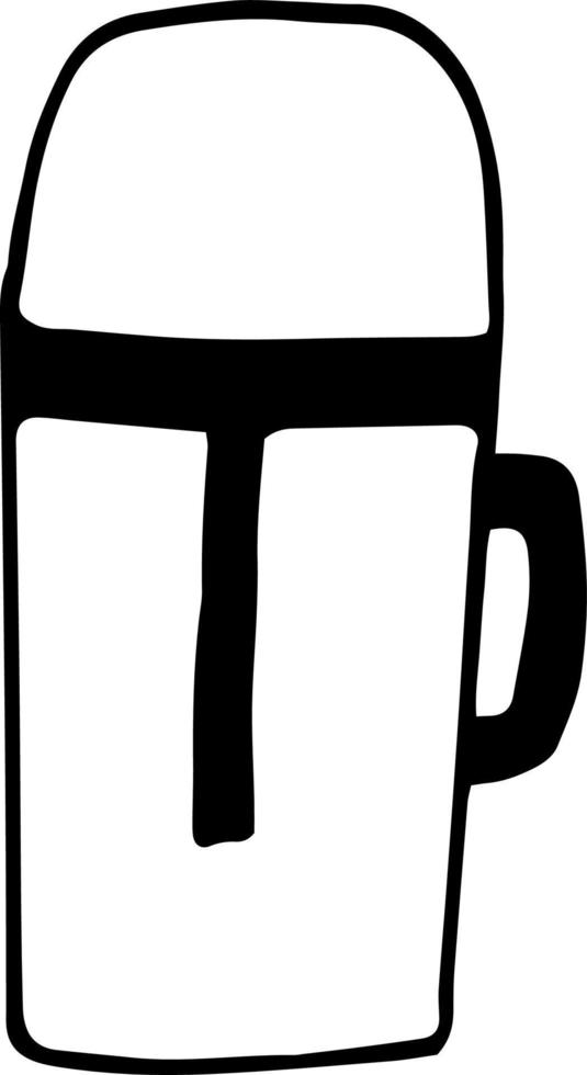 thermos icon. hand drawn doodle. , scandinavian, nordic minimalism monochrome hot drink hike vector