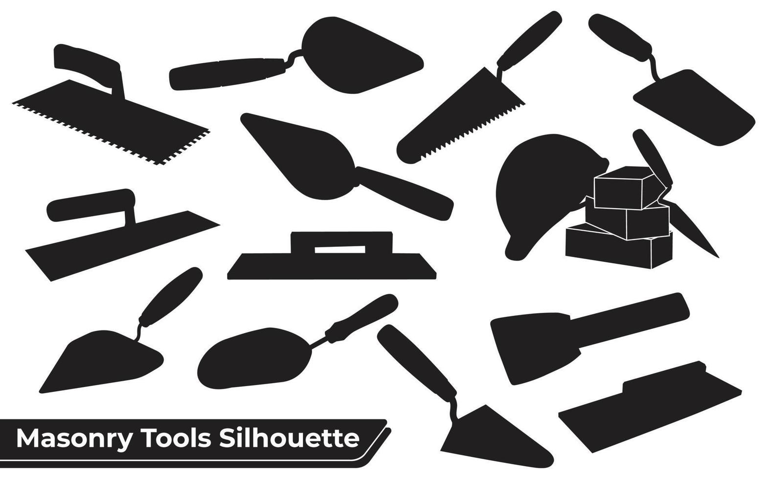 Collection of Masonry tools silhouettes 5105287 Vector Art at Vecteezy