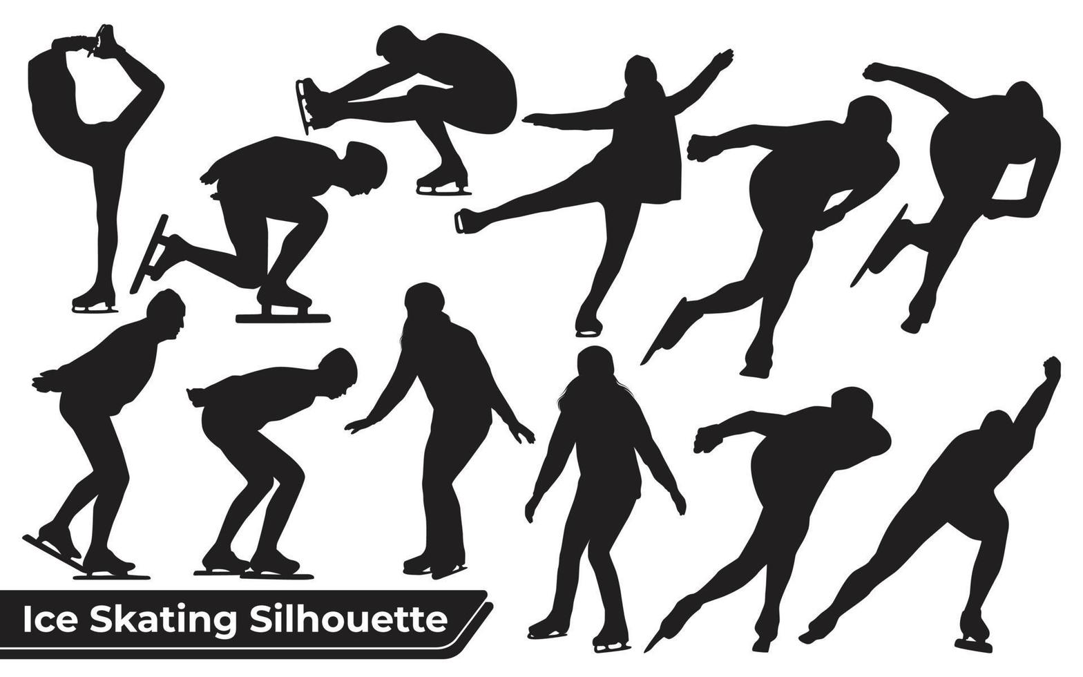 Black silhouettes of Ice Skating Vector Collection