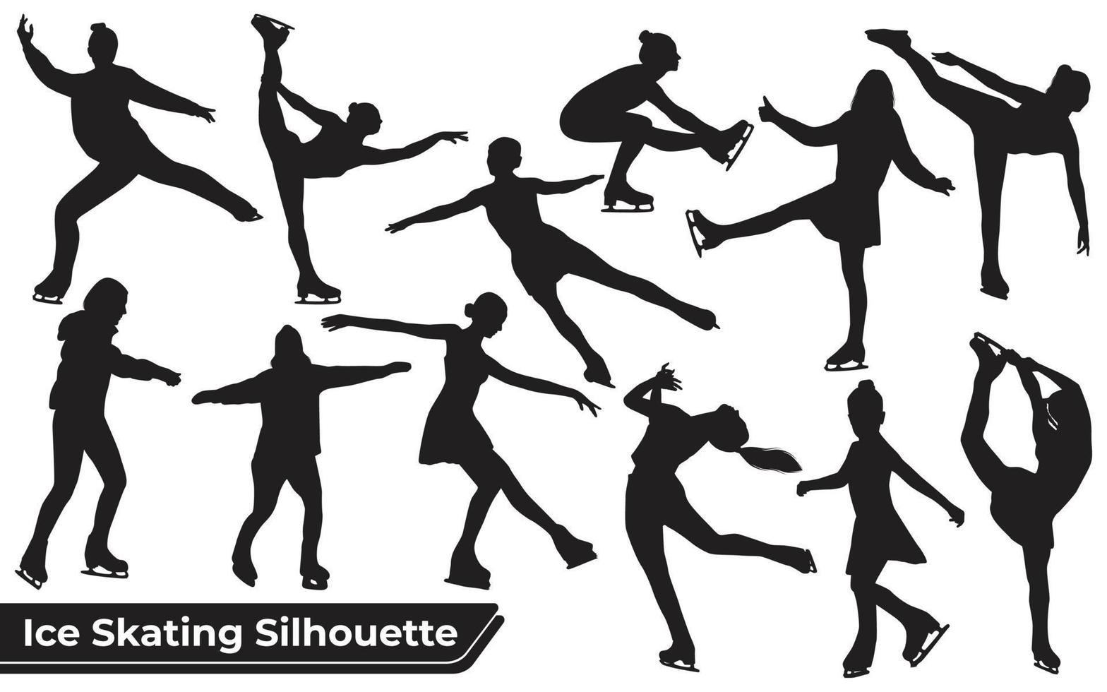 Black silhouettes of Ice Skating Vector Collection