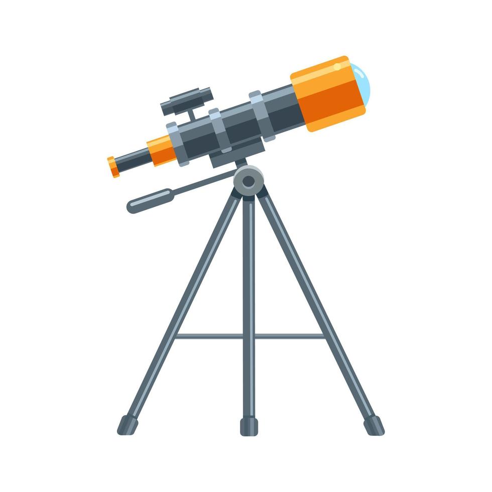 Telescope for space exploration. Colored flat vector icon isolated on white background.