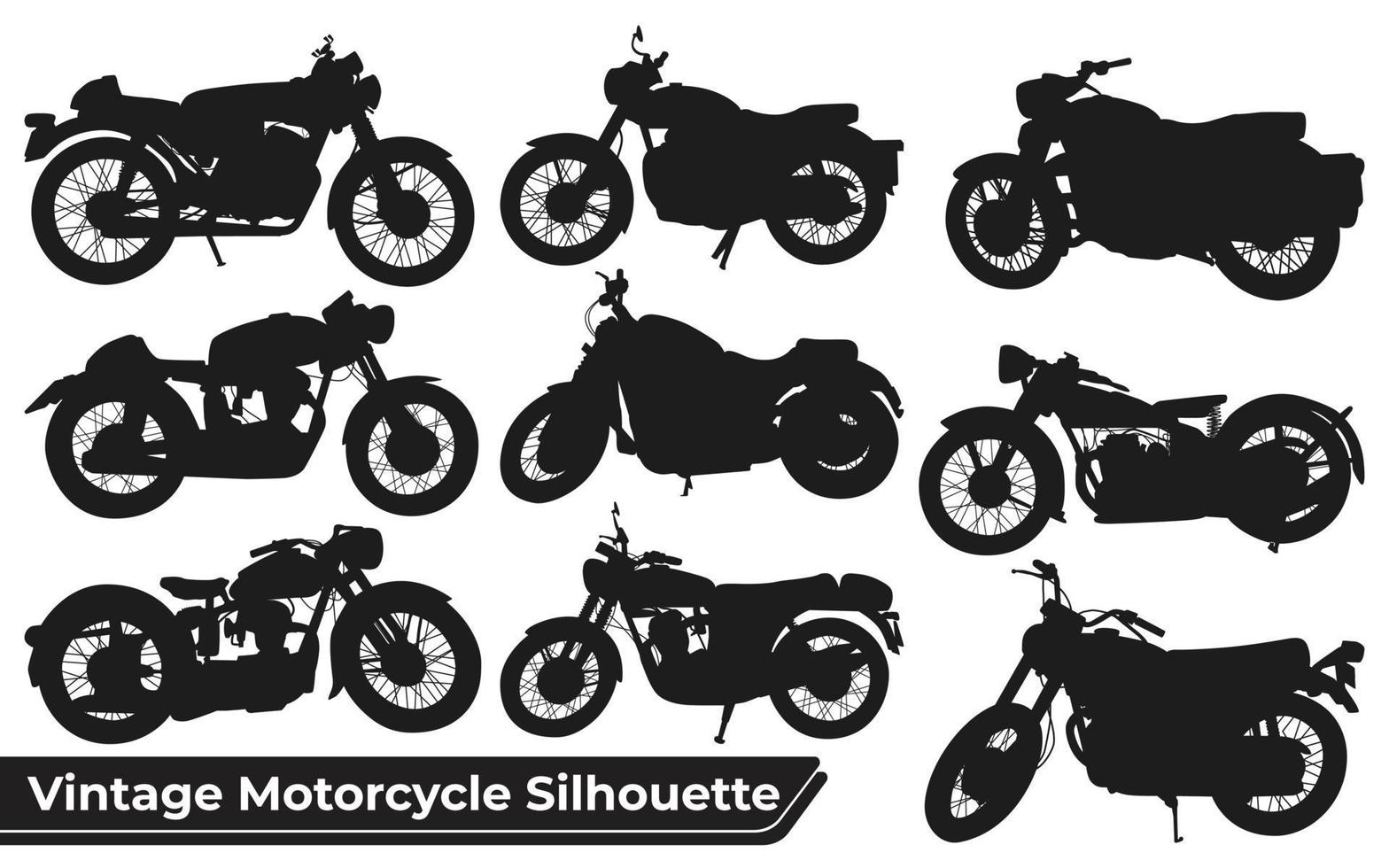 colección de vectores de siluetas de motos antiguas