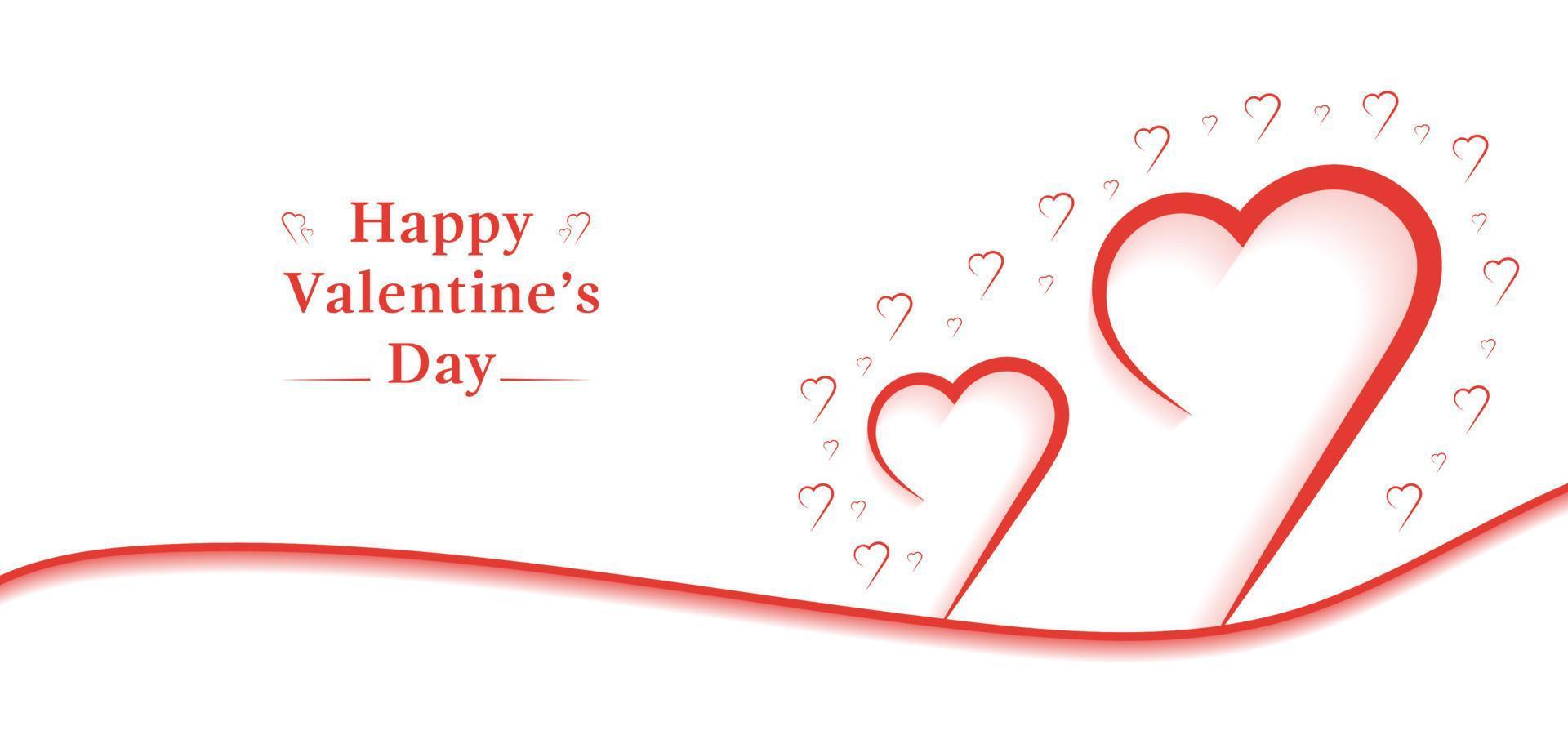 Simple happy valentines day celebration line art heart background with text space vector