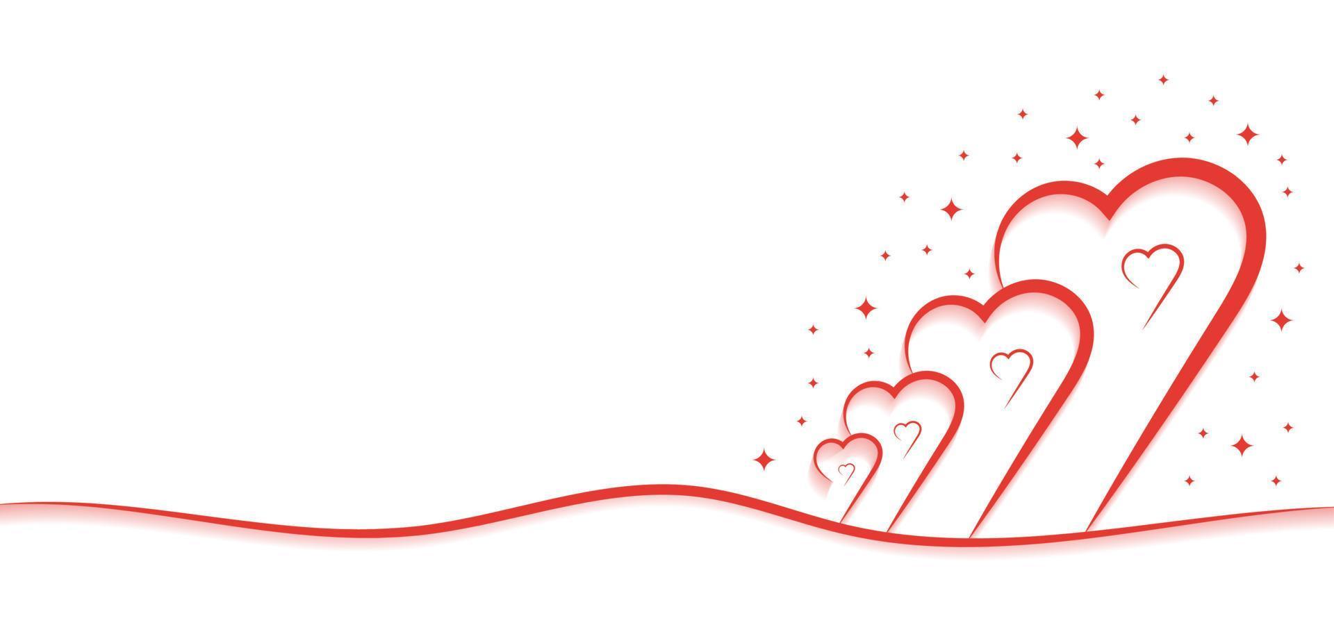 Fondo de corazón de arte de línea de celebración de día de San Valentín feliz simple con espacio de texto vector