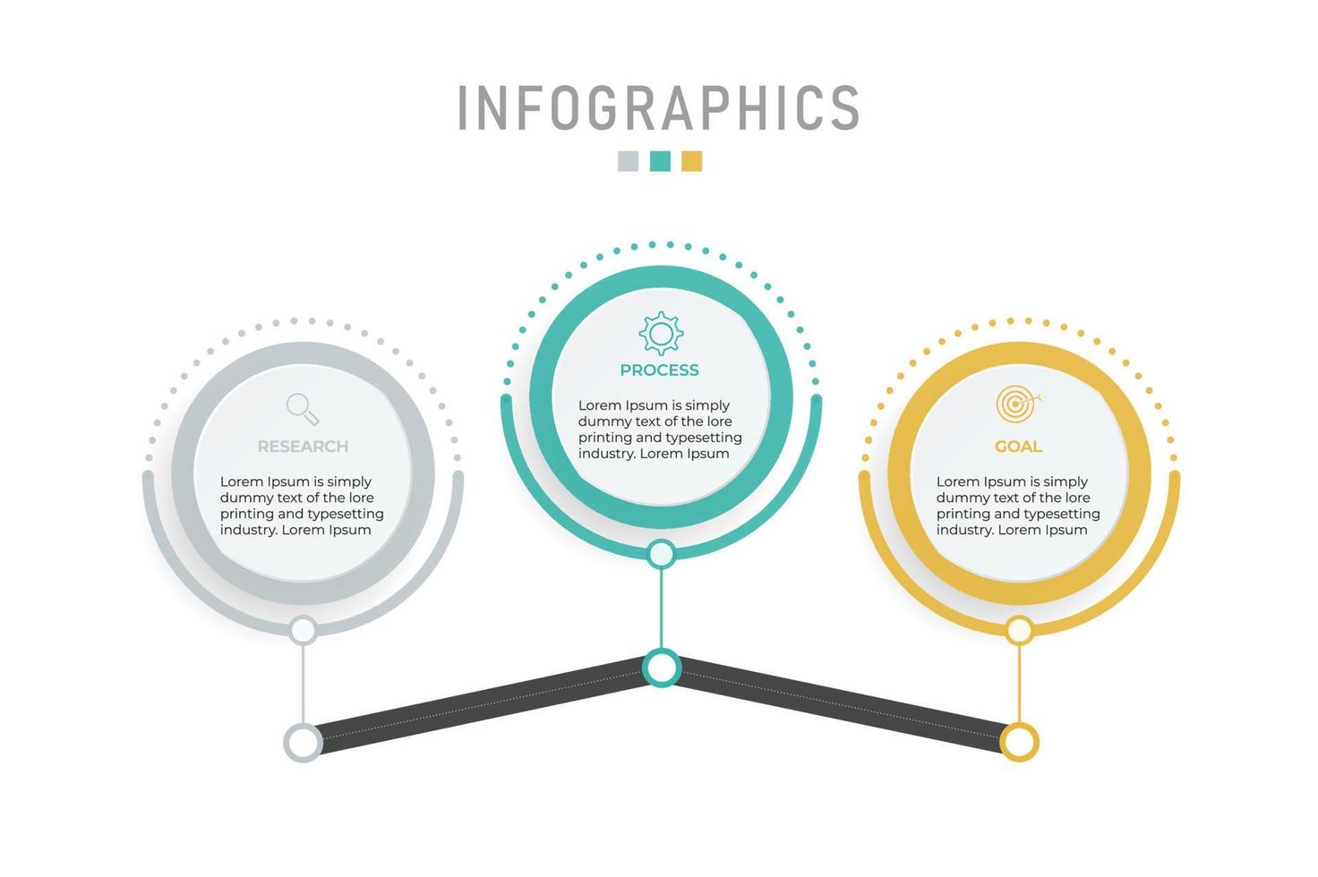 visualización de datos comerciales. diagrama del proceso. elementos abstractos de gráfico, diagrama con 3 pasos, opciones, partes o procesos. concepto creativo para infografía. vector