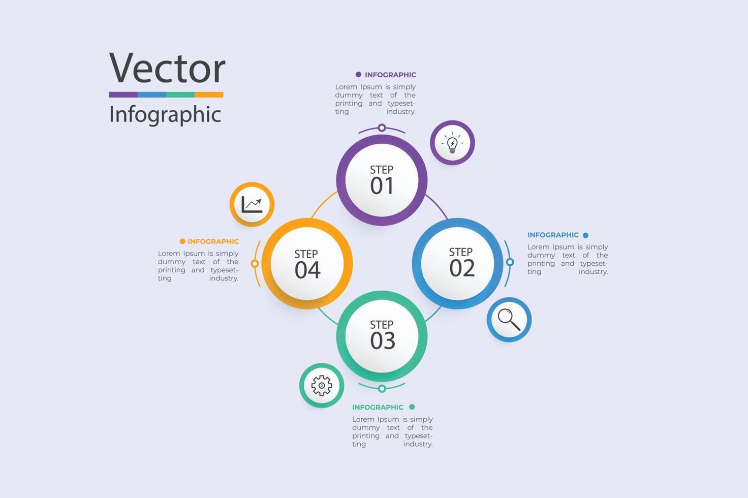 visualización de datos comerciales. diagrama del proceso. elementos abstractos de gráfico, diagrama con 4 pasos, opciones, partes o procesos. concepto creativo para infografía vector