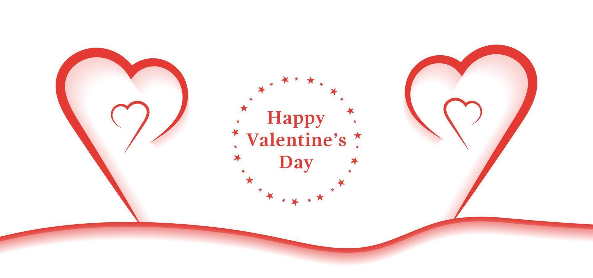Simple happy valentines day celebration line art heart background with text space vector