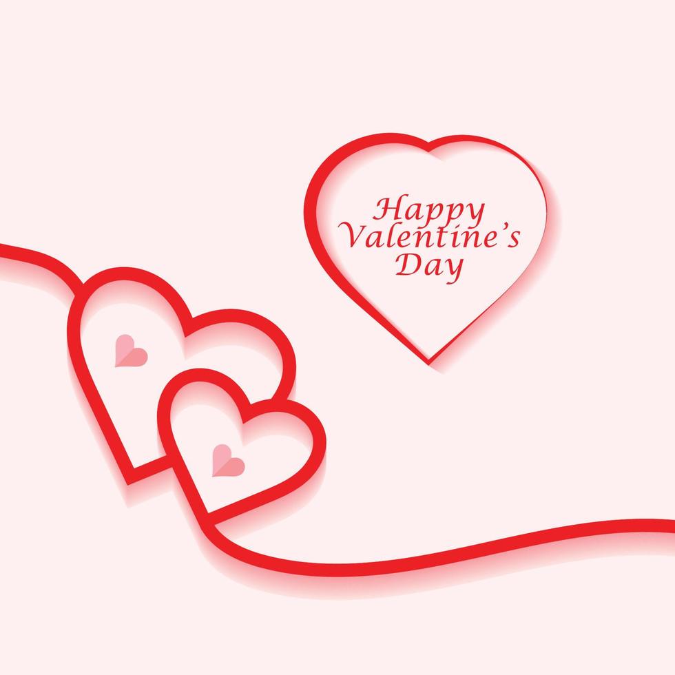 Simple happy valentines day celebration line art heart background with text space vector
