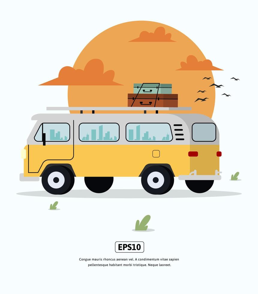 Flat Illustration character traveling with family vector