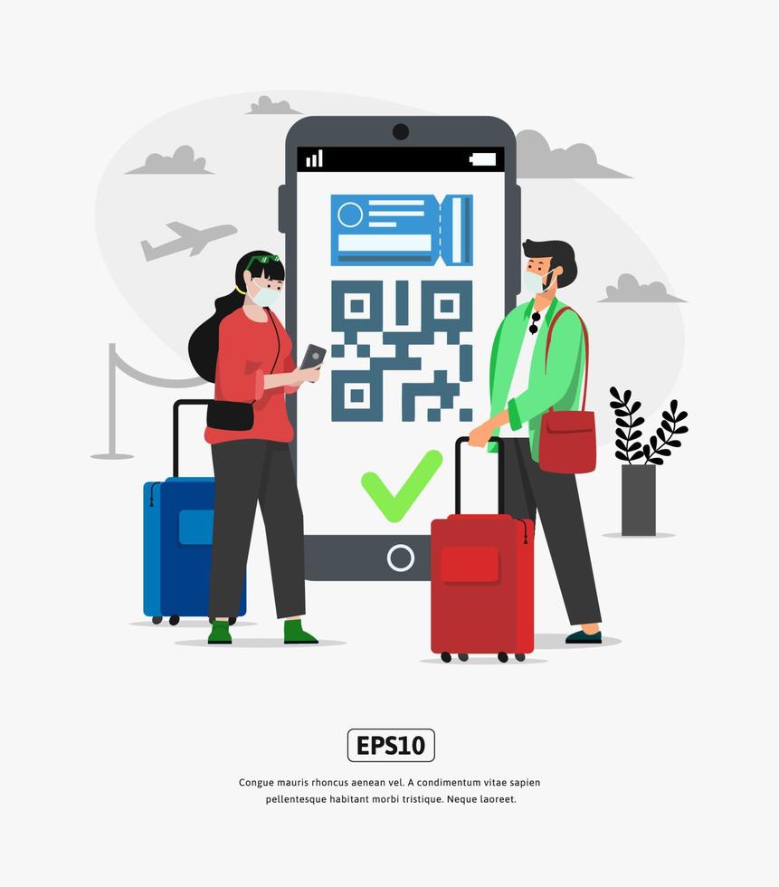 Flat Illustration character traveling successfully bought vacation tickets vector