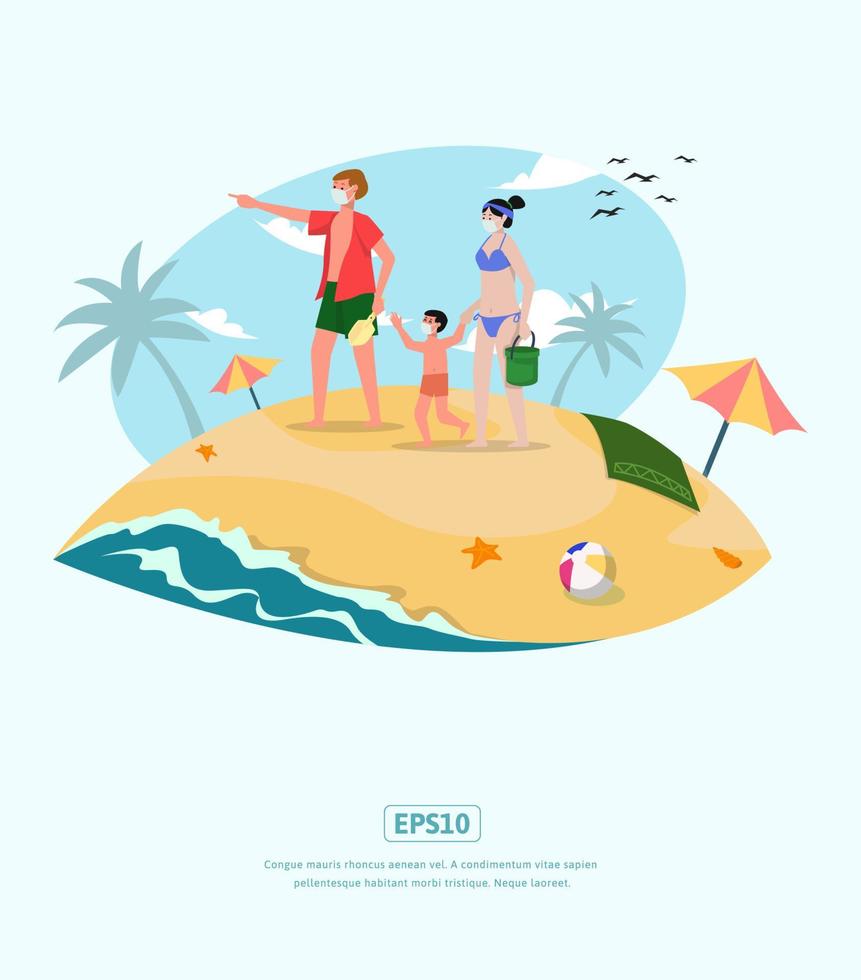 Flat Illustration character traveling with family vector
