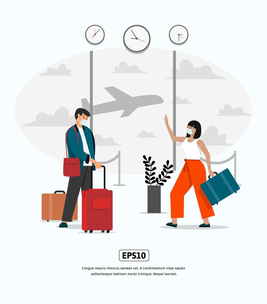 Flat Illustration character traveling late flight vector