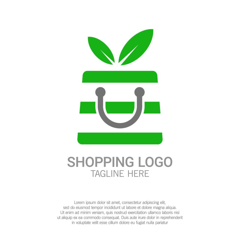 Abstract shopping bag and leaf. Suitable for logo template of organic shop and go green e commerce. vector