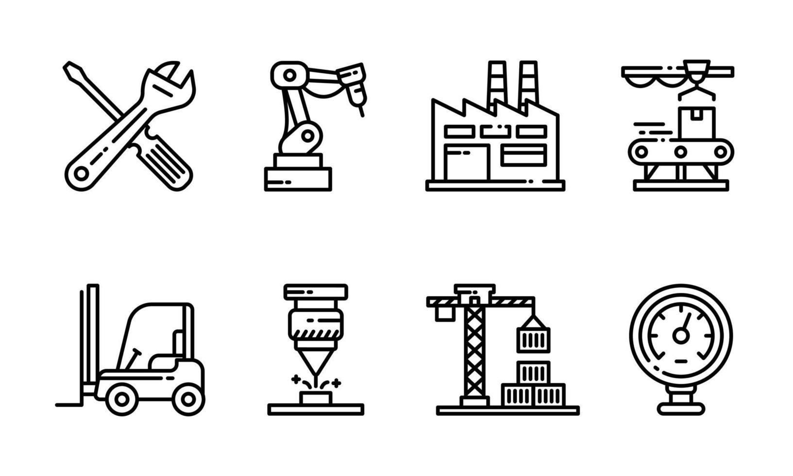 Outlined icon of industrial and manufacturing plan. Vector illustration of engineering and technology industry.