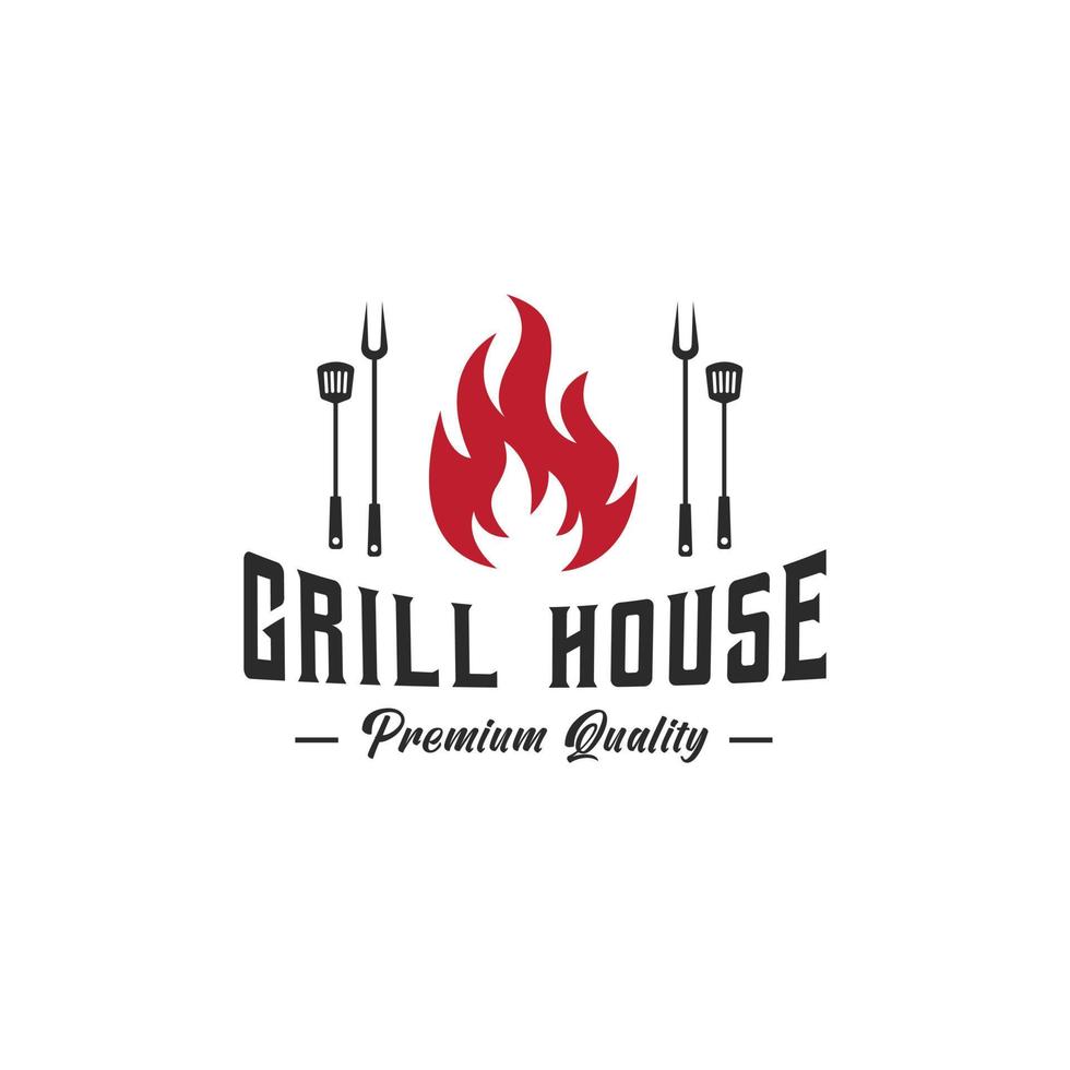 set of logo template barbecue, bbq and grill, steak house emblem premium vector