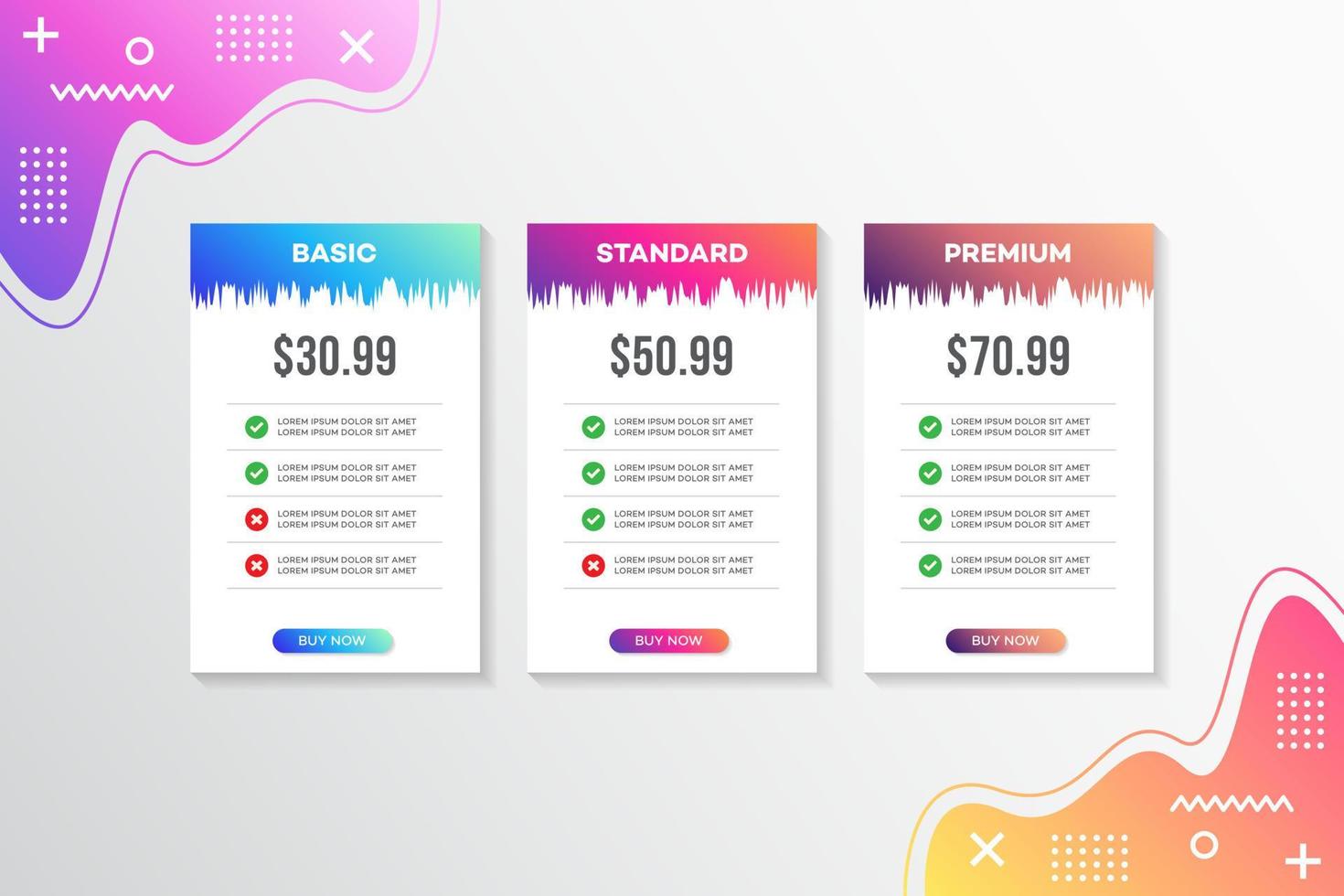 Modern vector template price list design