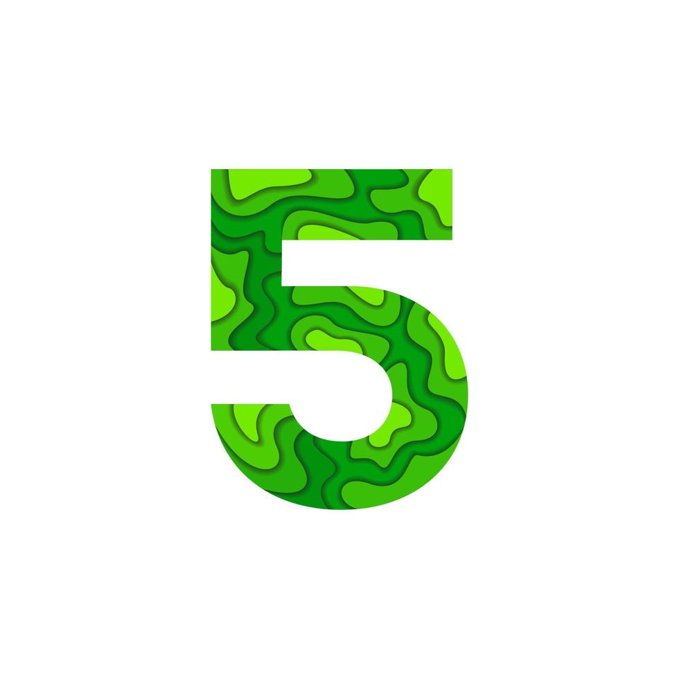 number design paper cut vector