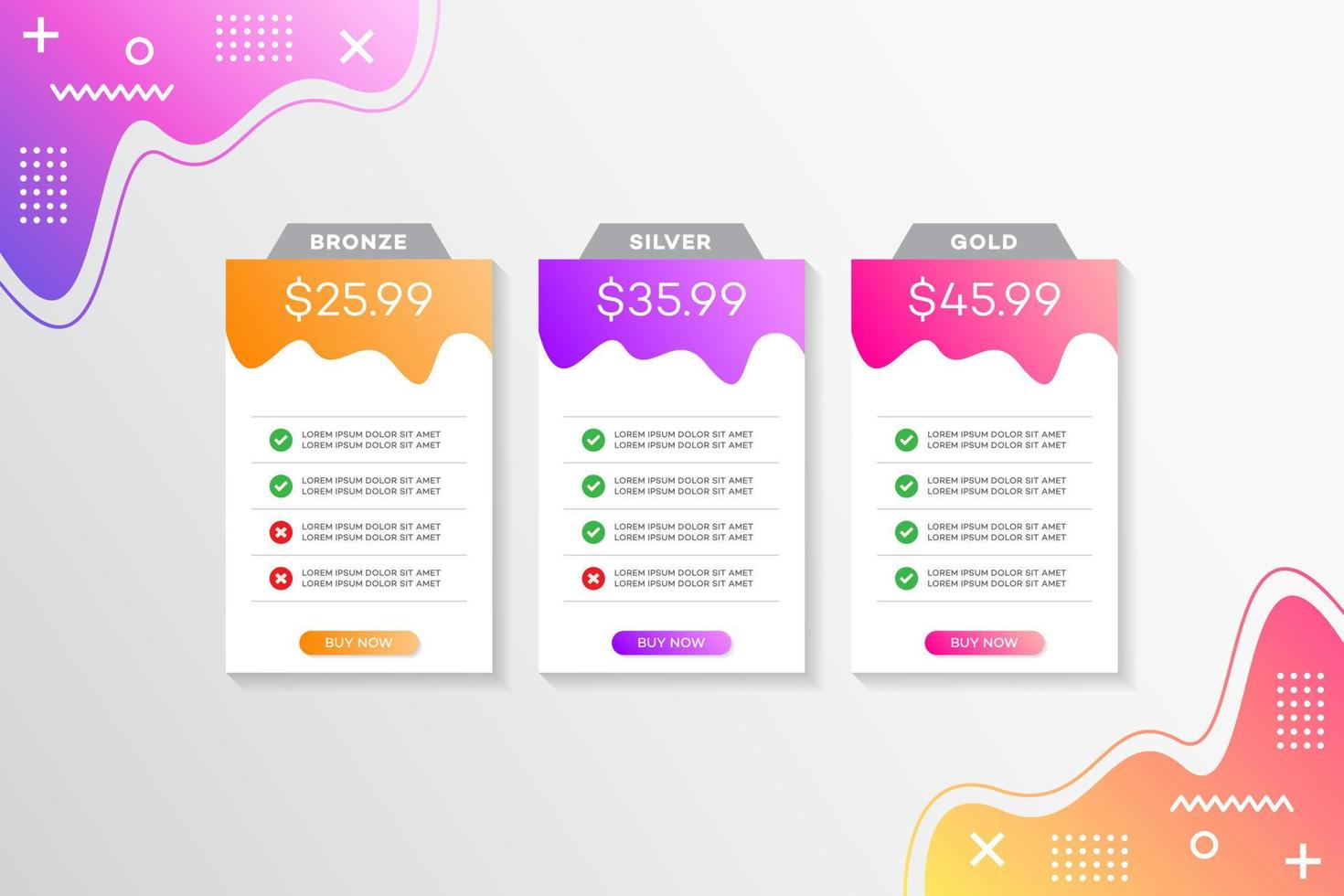 Modern vector template price list design