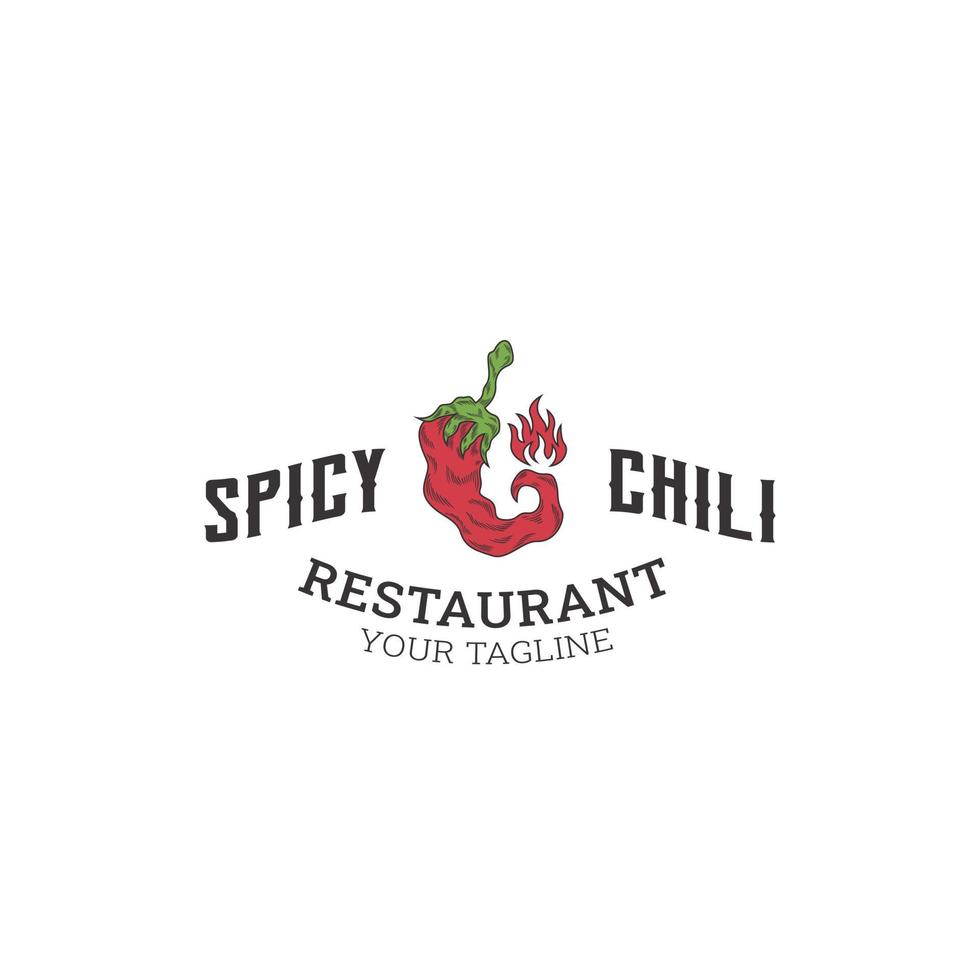 spicy chili logo design template vector, chili pepper, hot chili, red chili, spicy food vector