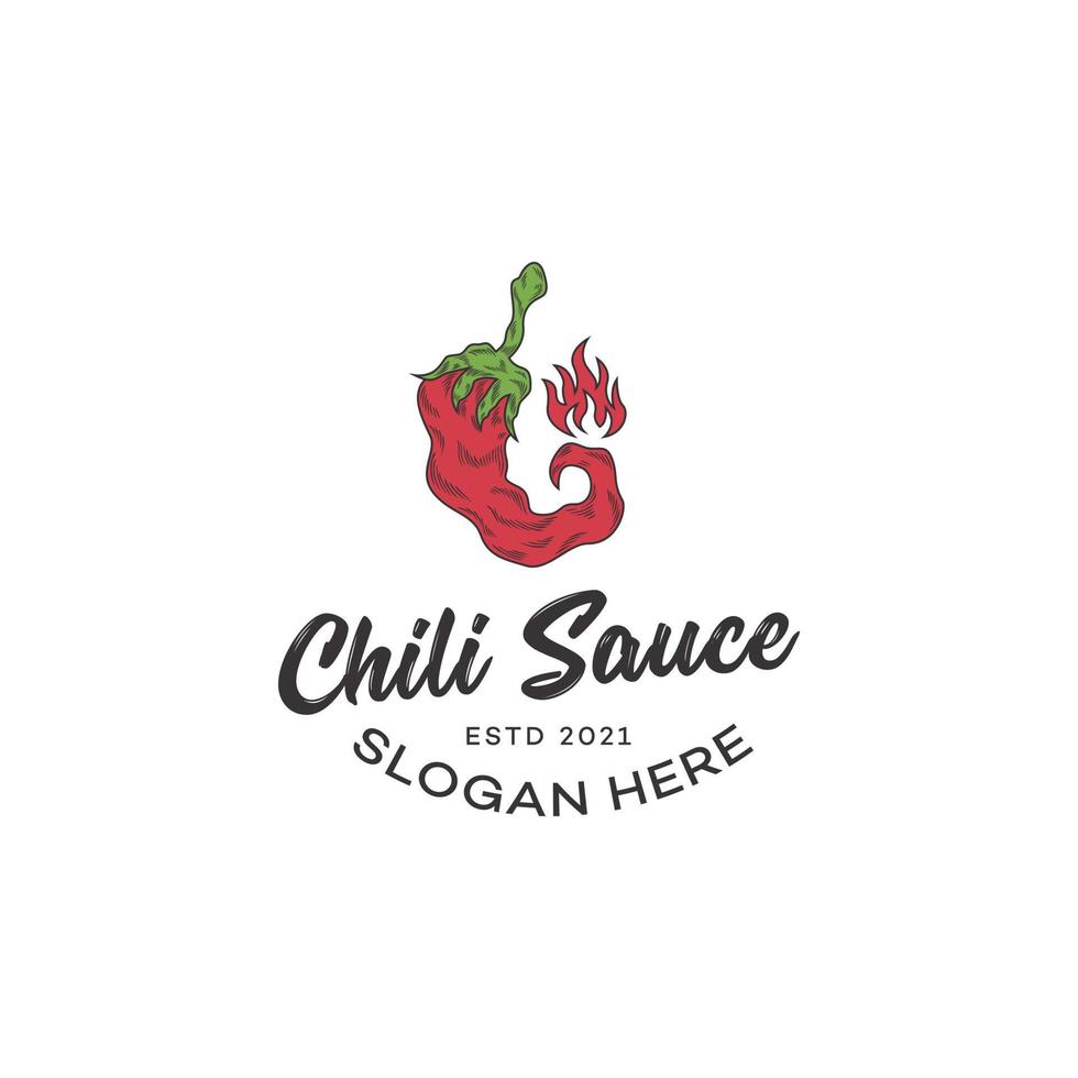 spicy chili logo design template vector, chili pepper, hot chili, red chili, spicy food vector