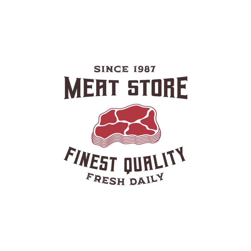 plantilla de vector premium de logotipo de carne fresca, tienda de carne, logotipo de carne de res, asador, bistec de carne de res