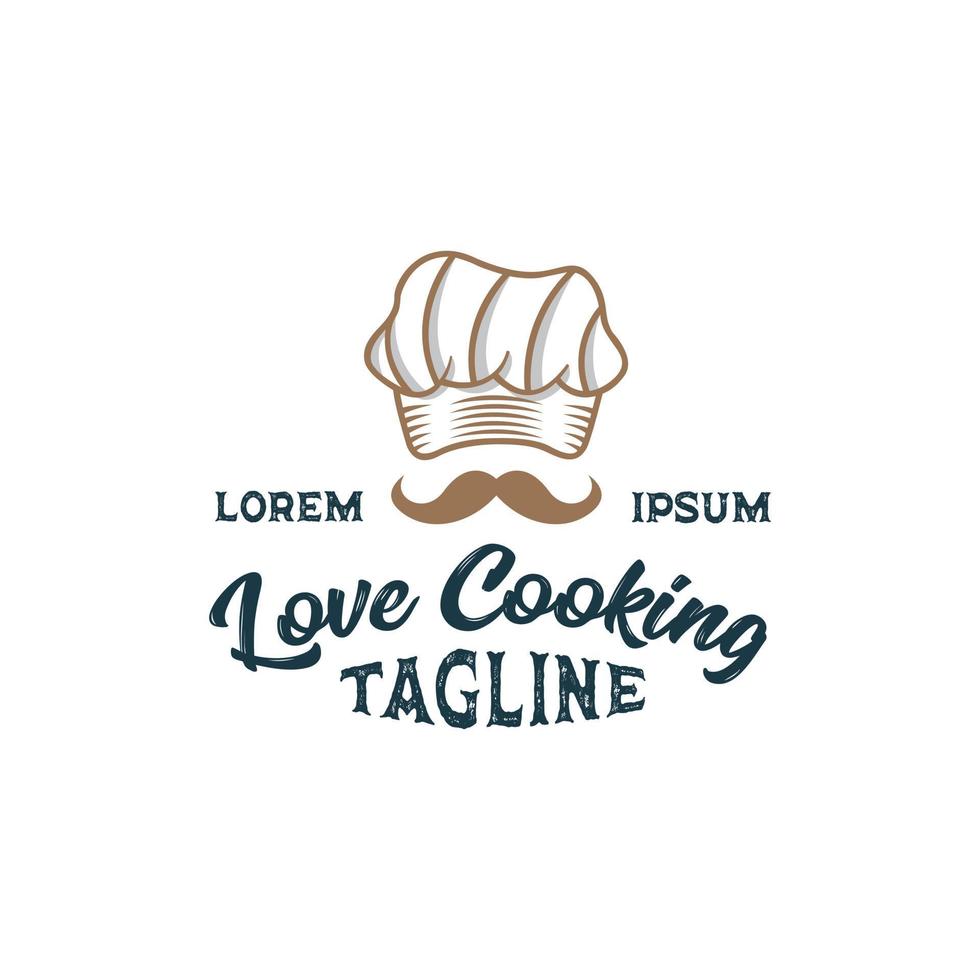 Chef restaurant logo design template vector premium, chef cooking, chef hat, outline chef hat