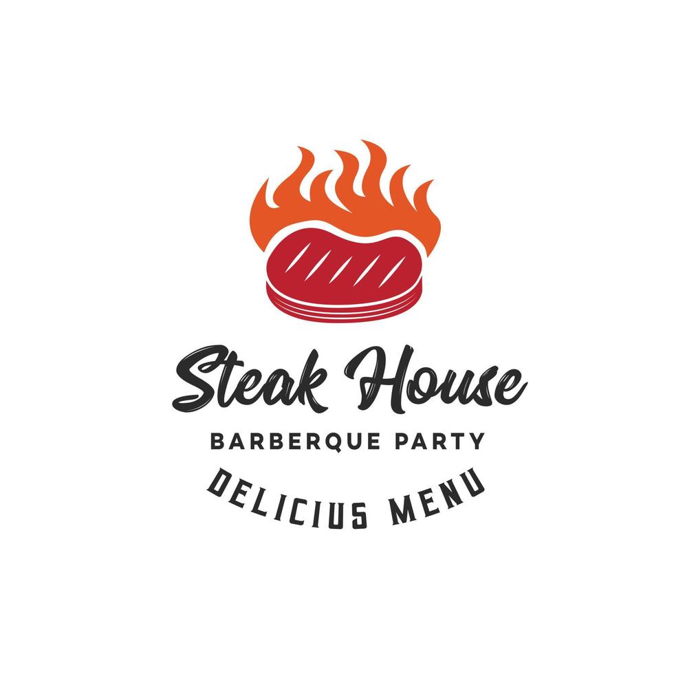 barbercue logo template, bbq and grill, steak house, bbq vector